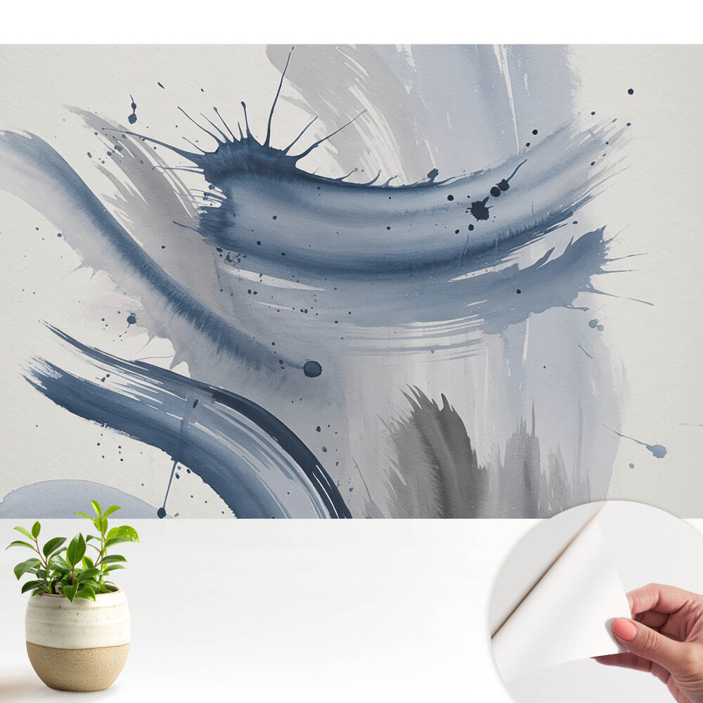 Fototapeta z nadrukiem samoprzylepna Niebieskie abstrakcyjne pociągnięcia pędzla