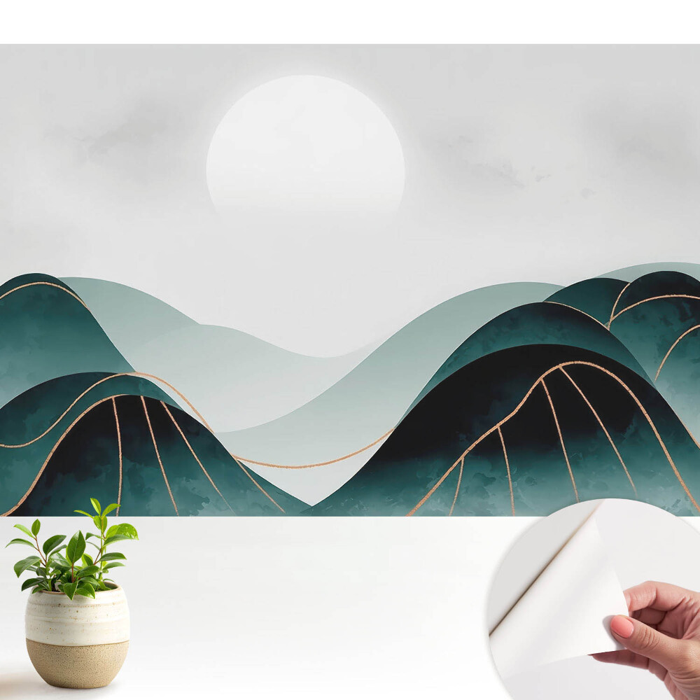 Fototapeta samoprzylepna do salonu Nowoczesny krajobraz z zielonymi wzgórzami.