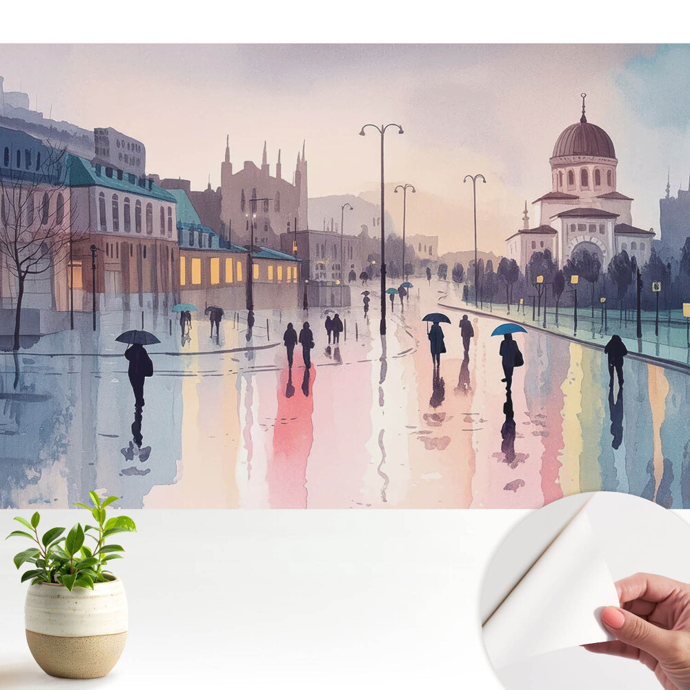 Fototapeta na wymiar do sypialni Miejska ulica po deszczu