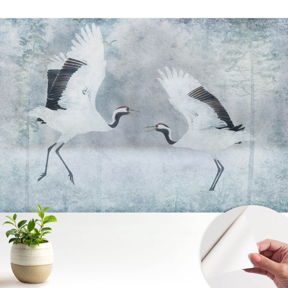 Fototapeta do salonu Eleganckie żurawie w delikatnej scenerii