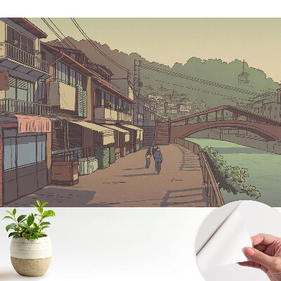 Tapeta fotograficzna samoprzylepna Most i ulica w pastelowych barwach