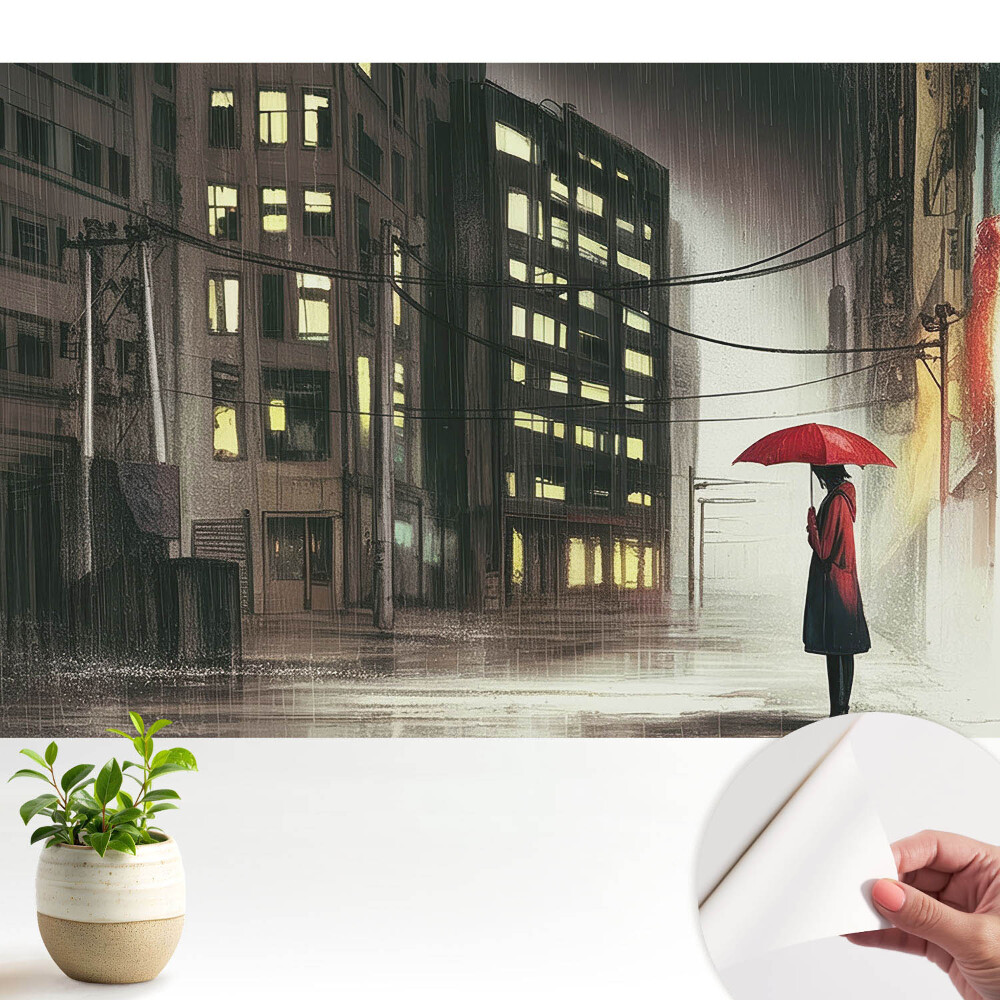 Fototapeta z nadrukiem samoprzylepna Miejska noc deszczowy nastrój tajemnica