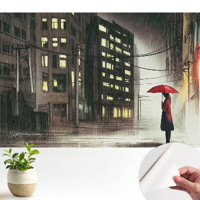 Fototapeta z nadrukiem samoprzylepna Miejska noc deszczowy nastrój tajemnica