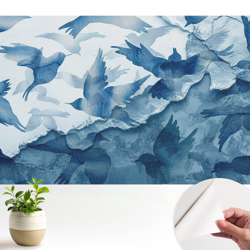 Fototapeta do salonu Niebieskie ptaki abstrakcja