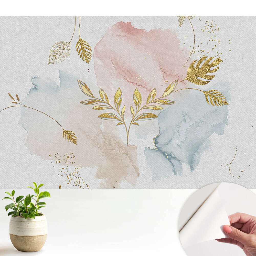Fototapeta do salonu Pastelowe liście delikatność elegancja