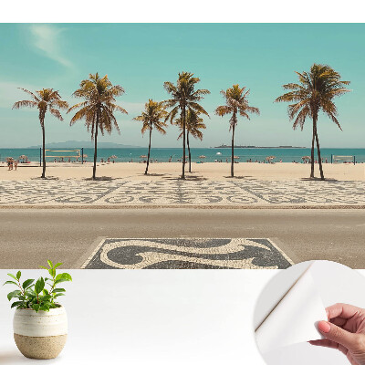 Fototapeta z nadrukiem samoprzylepna Tropikalna plaża palmy ocean