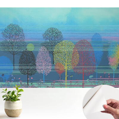 Fototapeta samoprzylepna do salonu Kolorowe drzewa na tle nieba