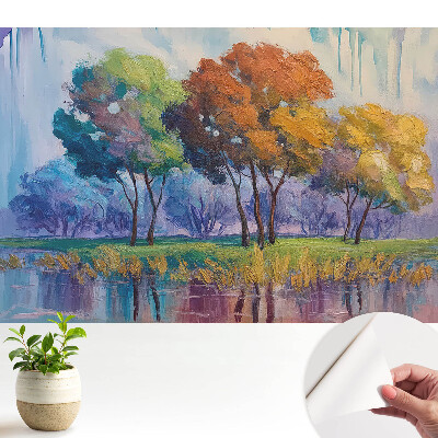 Fototapeta z nadrukiem samoprzylepna Kolorowe drzewa abstrakcyjna kompozycja