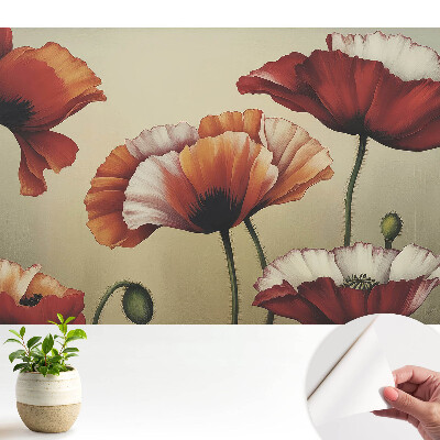 Fototapeta do salonu Kwiaty maków w klasycznym stylu