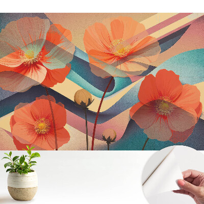 Fototapeta samoprzylepna do salonu Pomarańczowe kwiaty abstrakcyjne kształty