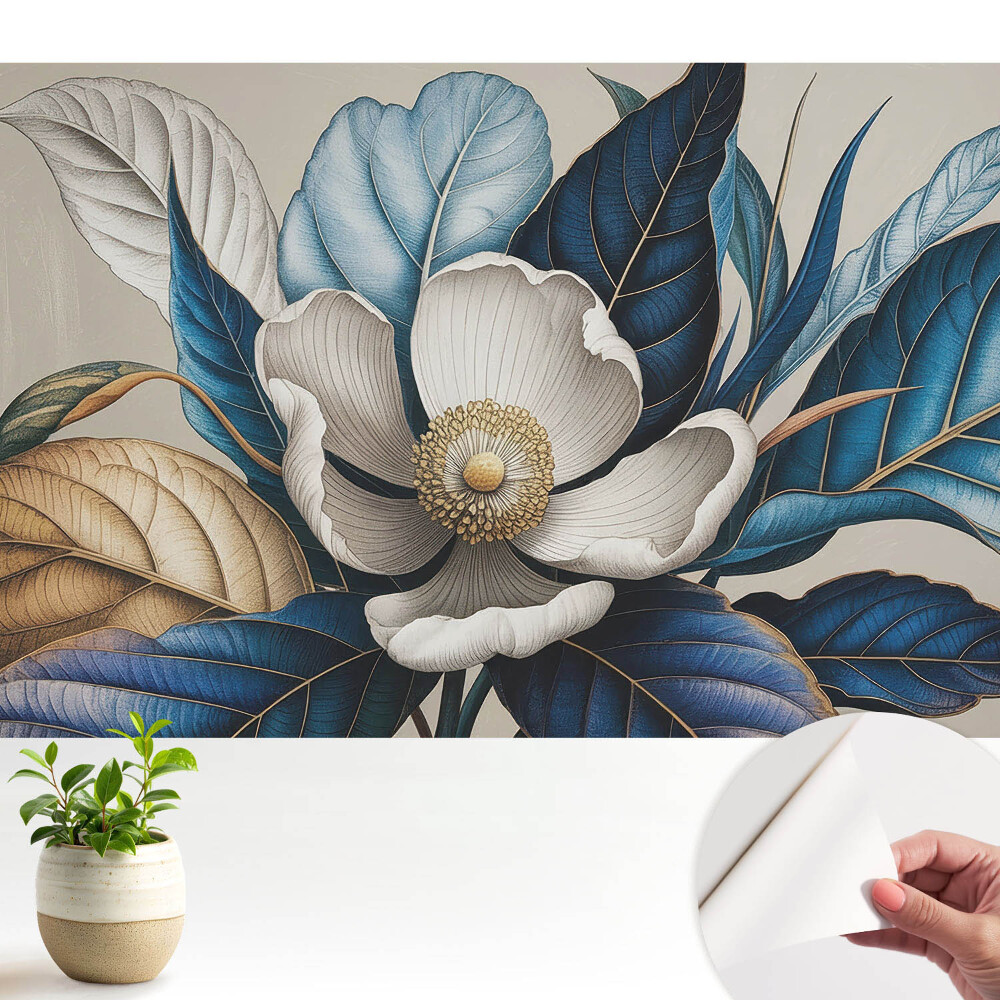 Tapeta fotograficzna samoprzylepna Kwiaty i liście w stylu nowoczesnym