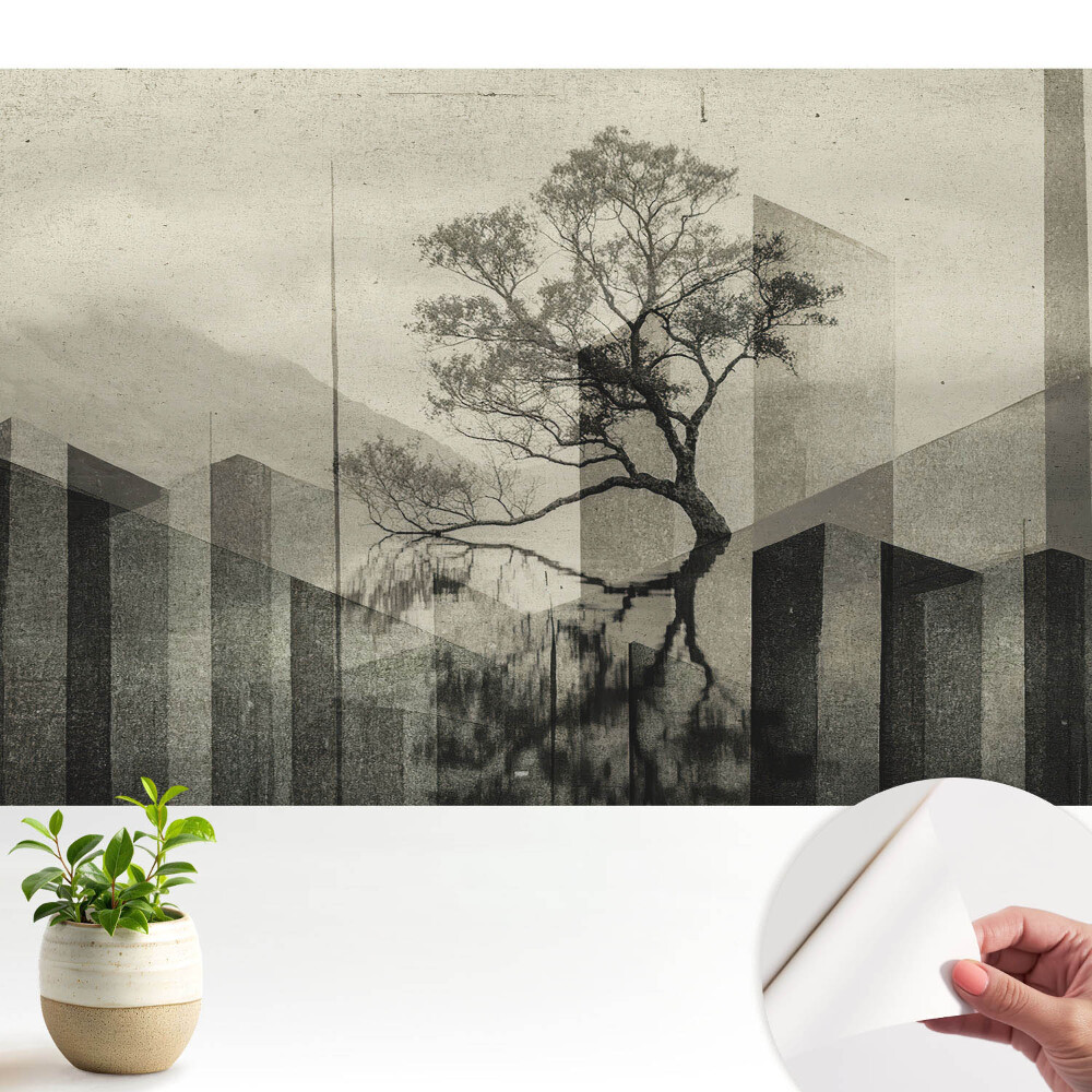 Fototapeta samoprzylepna do salonu Drzewo w miejskim pejzażu