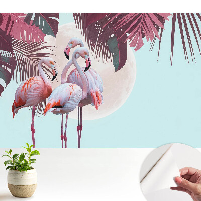 Fototapeta Kolorowe flamingi w tropikalnej scenerii