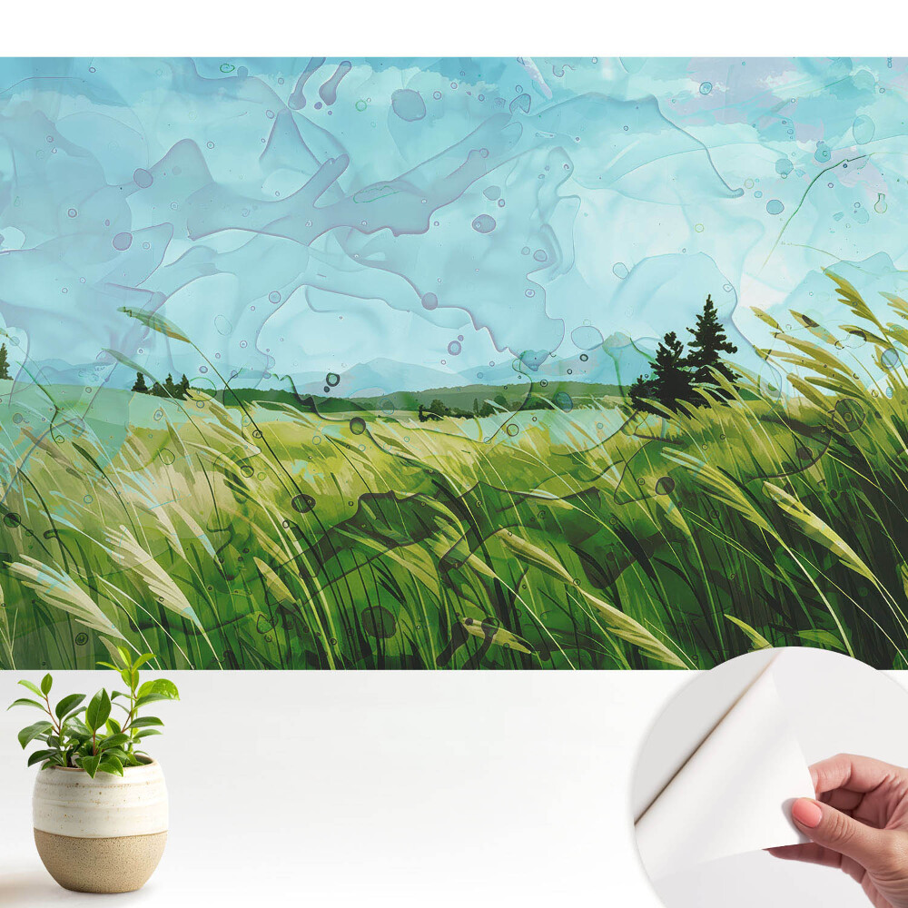 Tapeta fotograficzna samoprzylepna Rustykalna łąka w akwareli