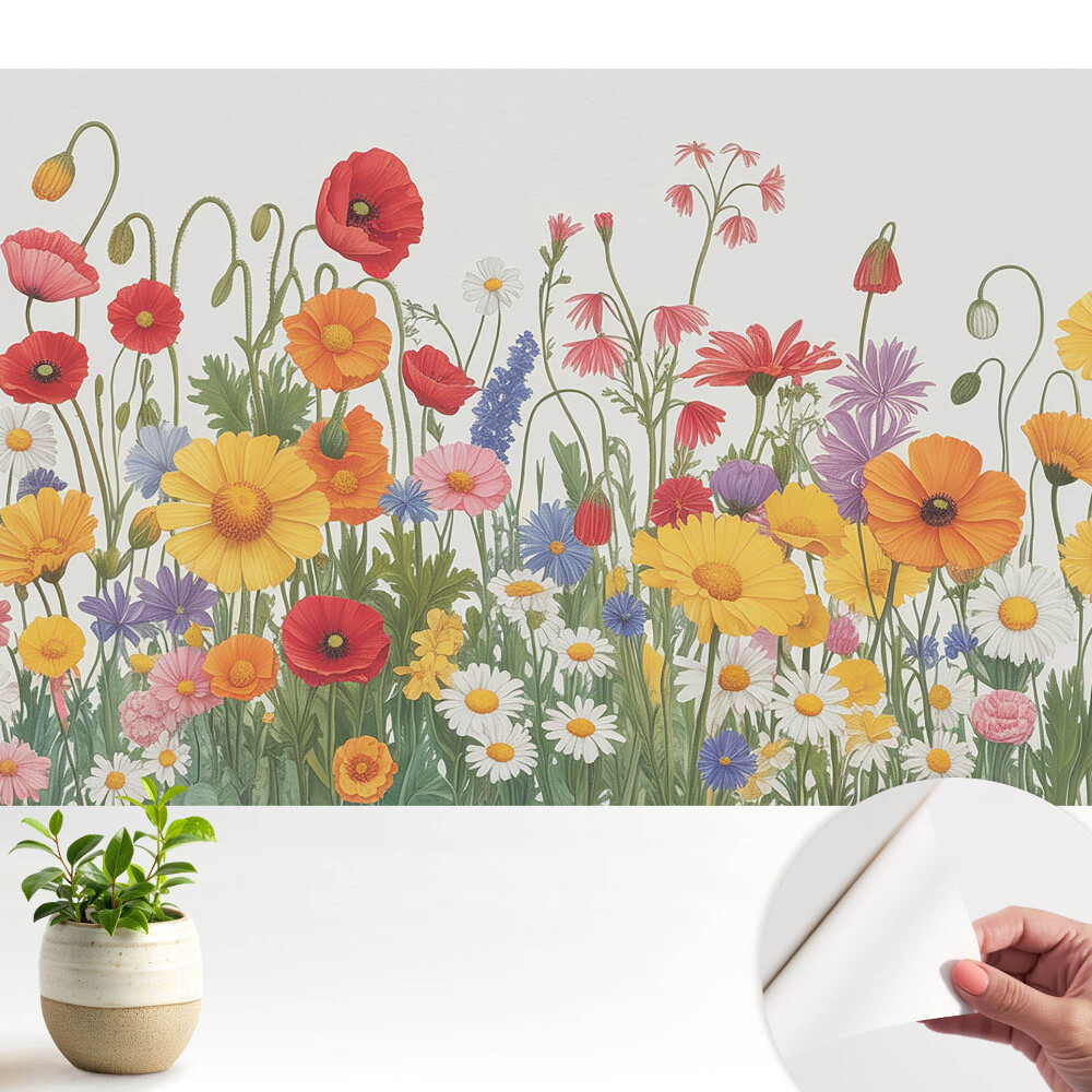 Fototapeta z nadrukiem samoprzylepna Kolorowa łąka pełna kwiatów