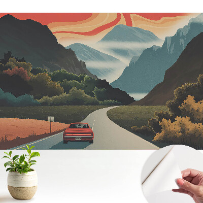 Fototapeta samoprzylepna do salonu Retro podróż w górach