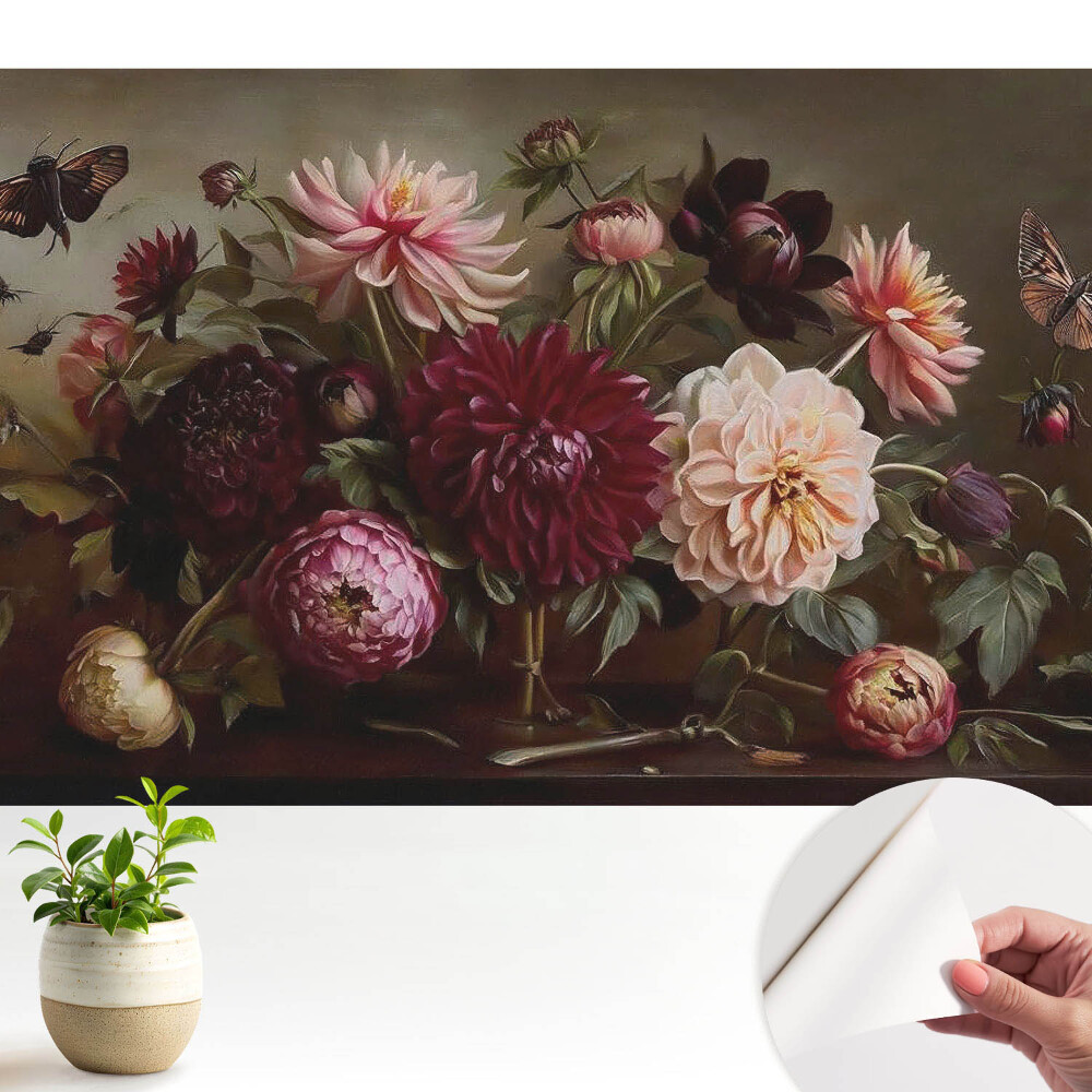 Fototapeta samoprzylepna do salonu Kwiaty i motyle w klasycznym bukiecie