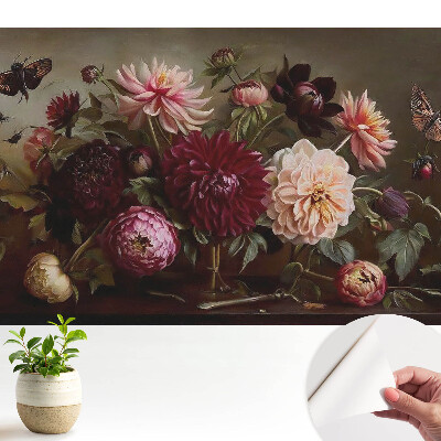 Fototapeta samoprzylepna do salonu Kwiaty i motyle w klasycznym bukiecie