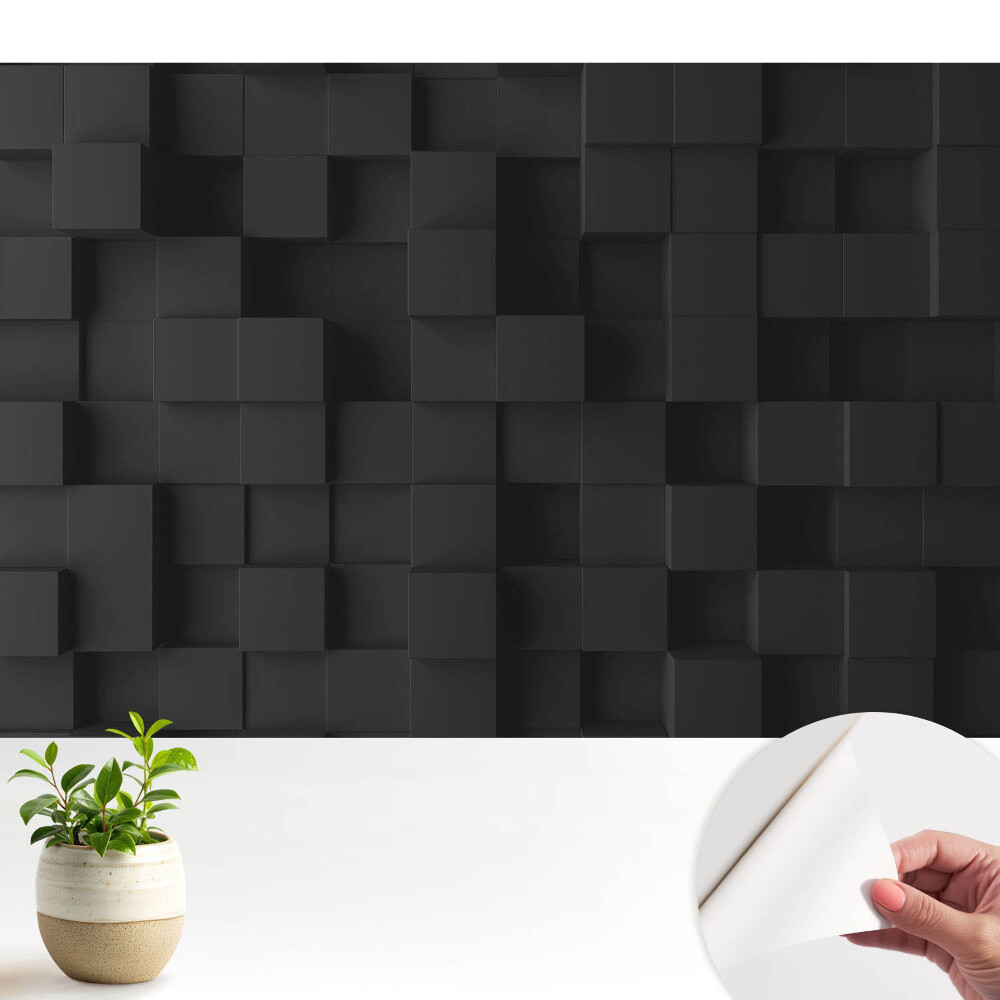 Fototapeta z nadrukiem samoprzylepna Czarne sześcienne kształty na ścianie