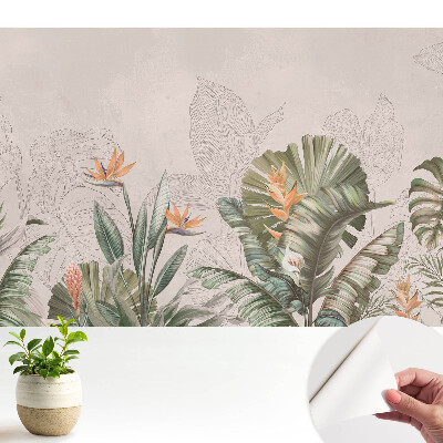 Fototapeta do salonu Egzotyczna roślinność z kolorowymi kwiatami