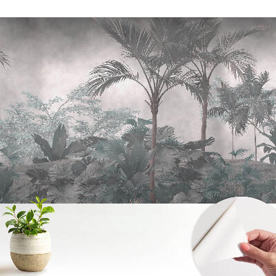 Tapeta fotograficzna samoprzylepna Tropikalna dżungla w odcieniach szarości