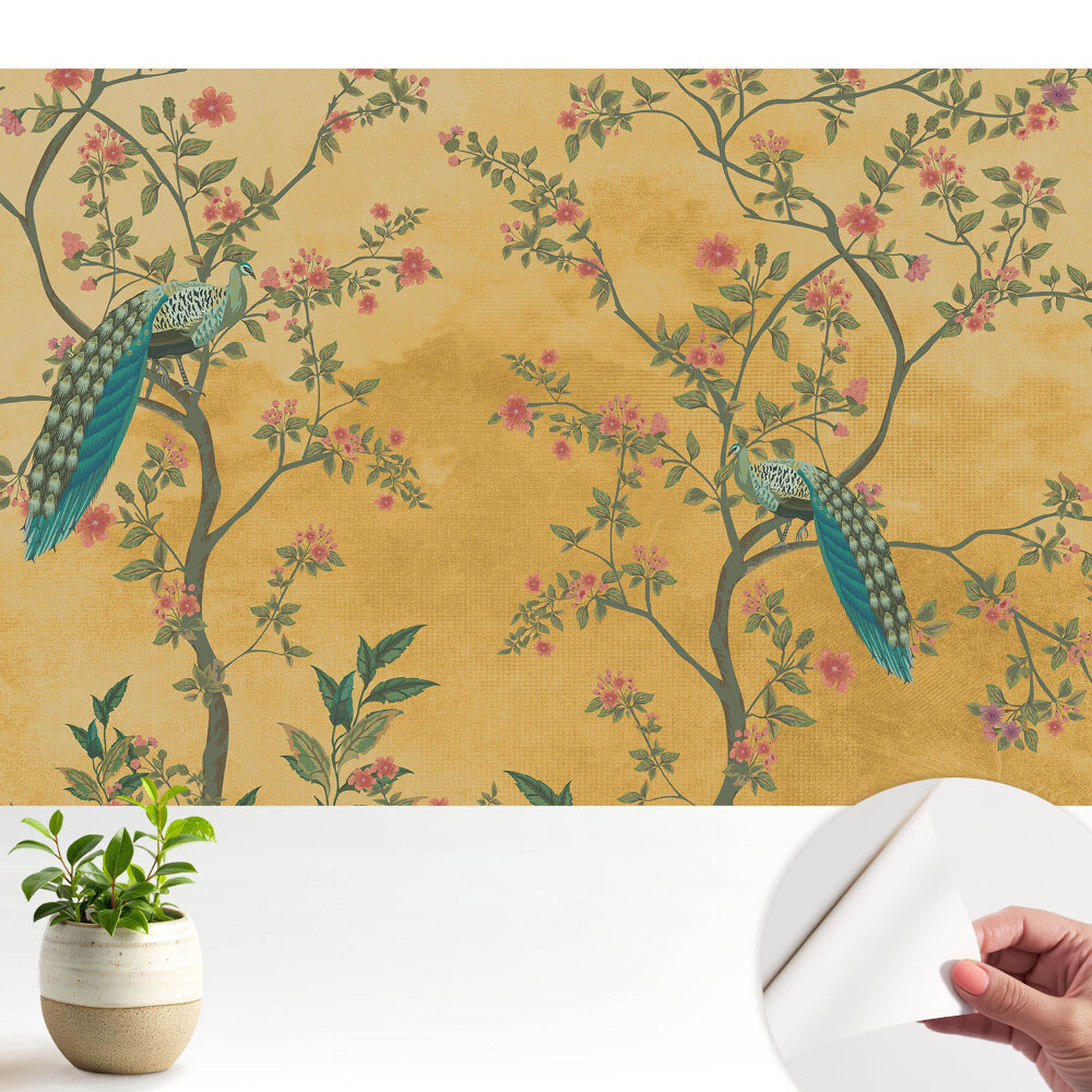 Fototapeta do salonu Pawie motywy kwiatowe