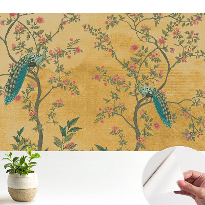 Fototapeta do salonu Pawie motywy kwiatowe