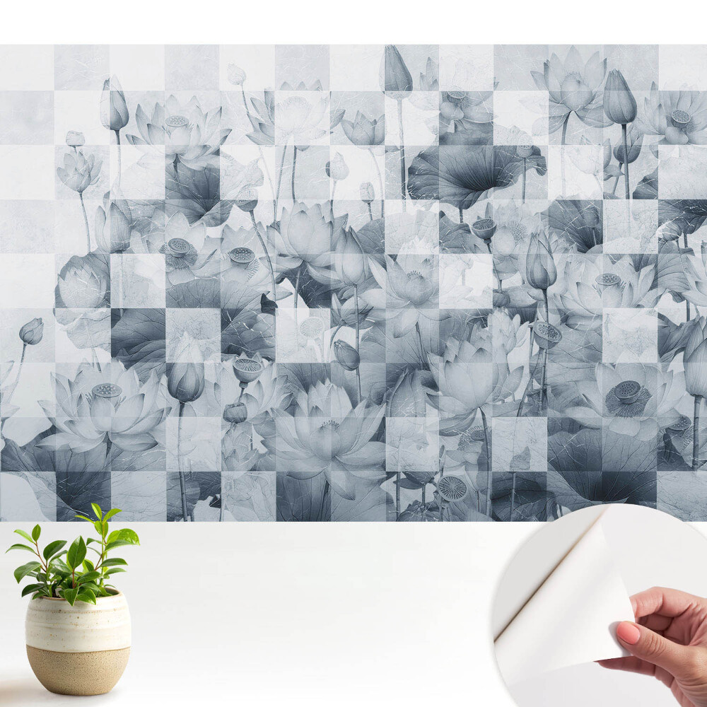 Fototapeta samoprzylepna do salonu Nowoczesne kwiaty lotosu w geometrycznym stylu