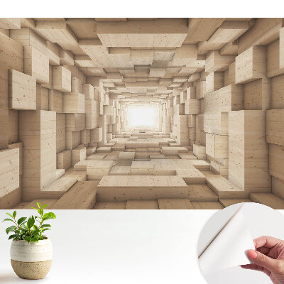 Fototapeta do salonu Przestrzenny tunel drewniany rytm