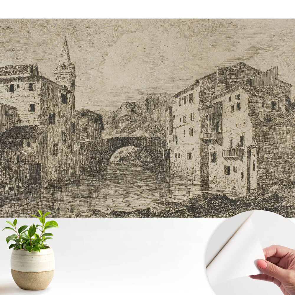 Fototapeta do salonu Klasyczne budynki most rzeka.