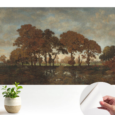 Nowoczesna fototapeta na wymiar Jesienne drzewa w rustykalnym krajobrazie