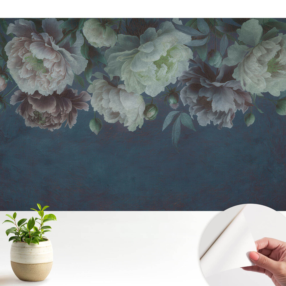 Nowoczesna fototapeta na wymiar Kwiaty na ciemnym tle