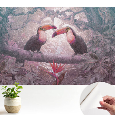 Fototapeta do salonu Kolorowe tukany w tropikalnej dżungli