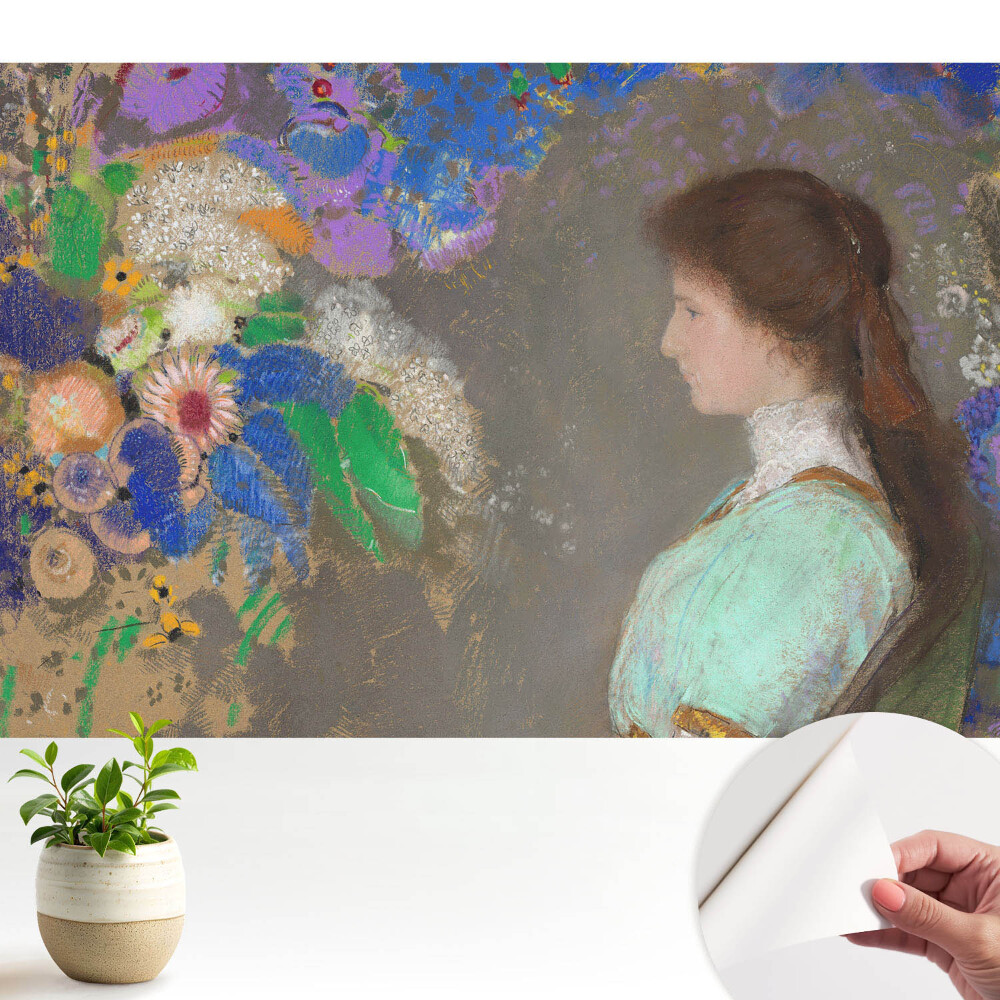 Fototapeta z nadrukiem samoprzylepna Kobieta wśród kwiatów