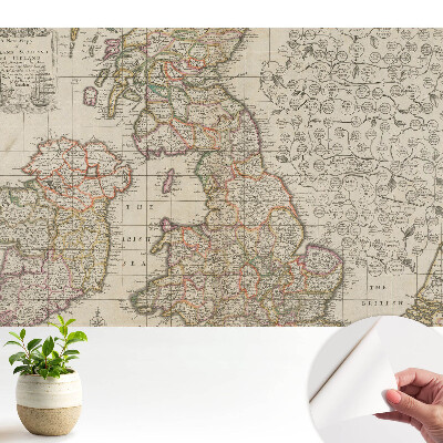 Fototapeta do salonu Stara mapa Wysp Brytyjskich z detalem.