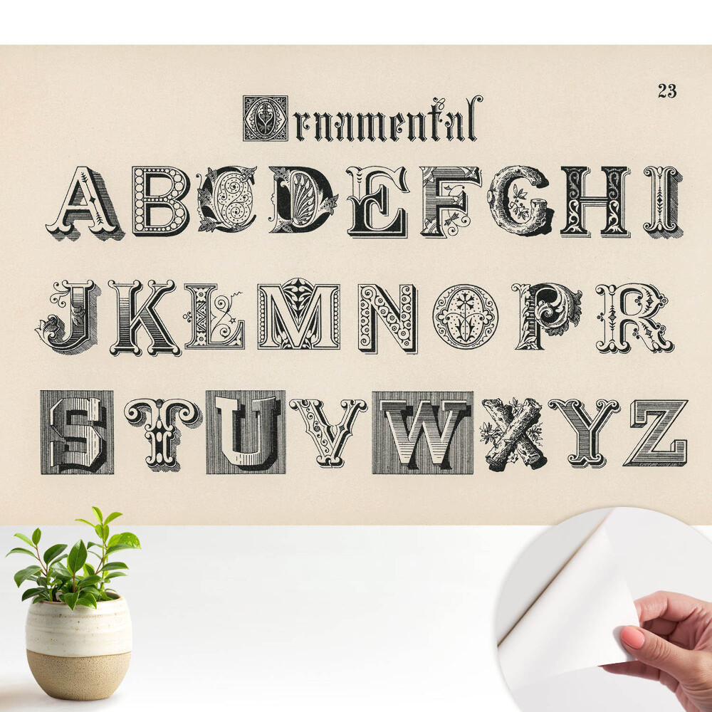 Tapeta fotograficzna samoprzylepna Ozdobne litery retro stylu klasycznego