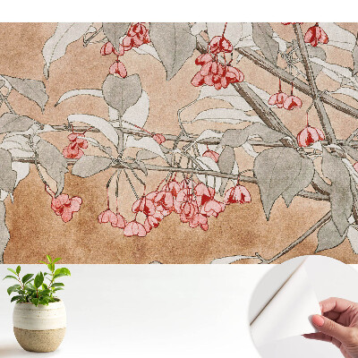 Tapeta fotograficzna samoprzylepna Delikatne kwiaty i liście w subtelnych barwach