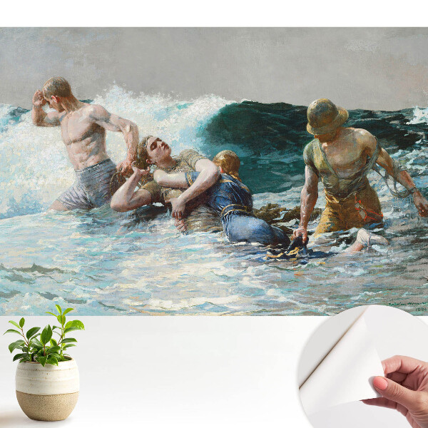 Fototapeta z nadrukiem samoprzylepna Dramatyczna walka z falami morza