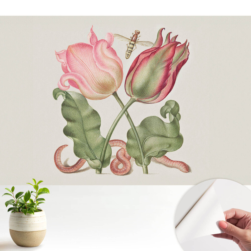 Nowoczesna fototapeta na wymiar Kwiaty i insekt w nostalgicznej kompozycji