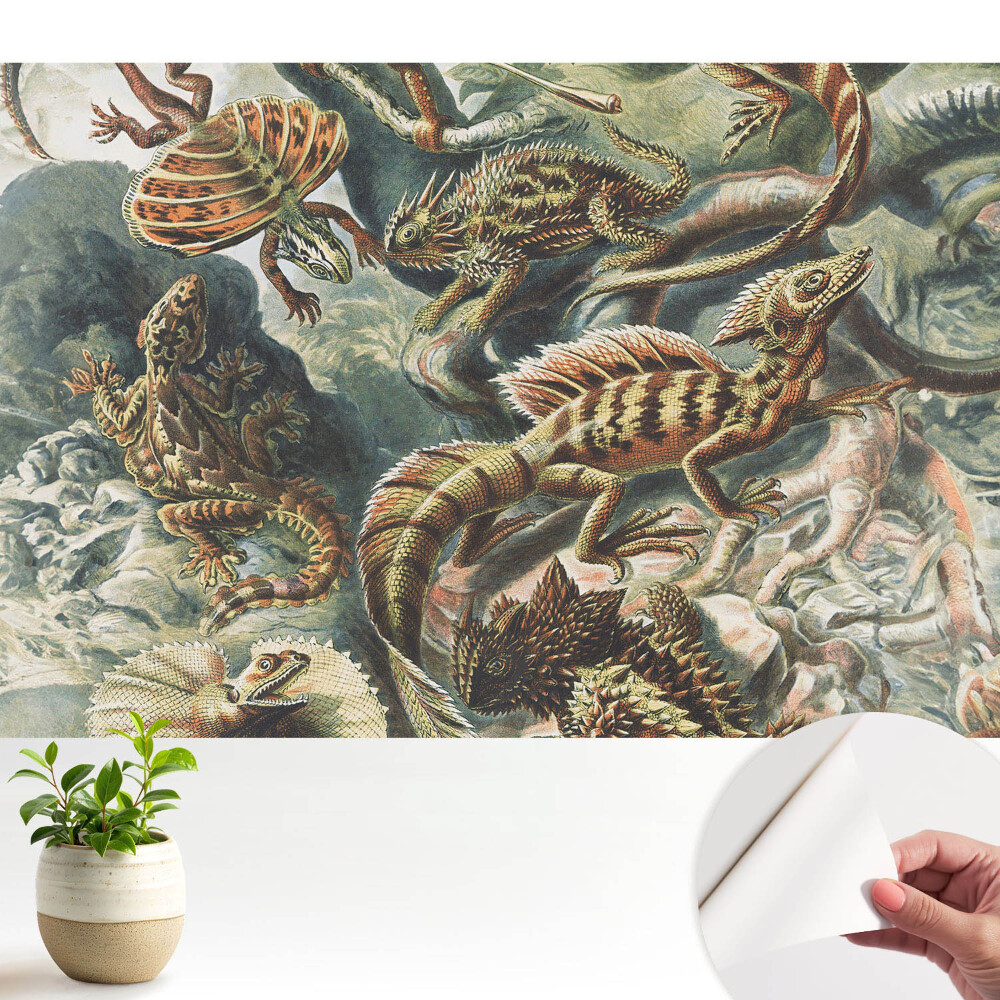 Tapeta fotograficzna samoprzylepna Bajeczne jaszczurki wzorzysta natura