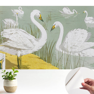 Fototapeta na wymiar do sypialni Łabędzie na jeziorze romantyczna elegancja