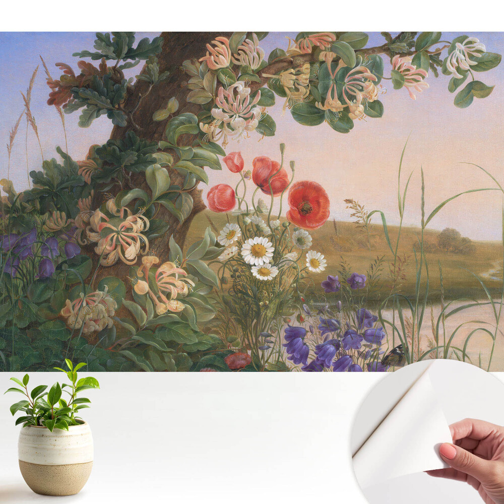 Fototapeta z nadrukiem samoprzylepna Kolorowy pejzaż kwiatowy sielankowy klimat