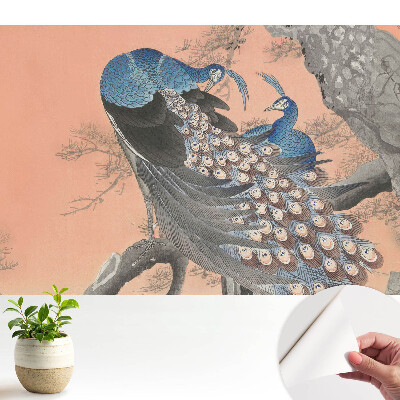 Fototapeta na wymiar do sypialni Pawie na gałęzi w klasycznym stylu