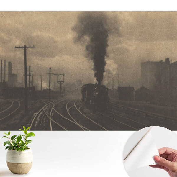 Fototapeta na wymiar do sypialni Industrialna kompozycja z pociągiem i fabrykami