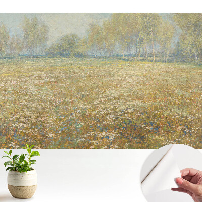 Nowoczesna fototapeta na wymiar Pejzaż kwiatowy przy lesie