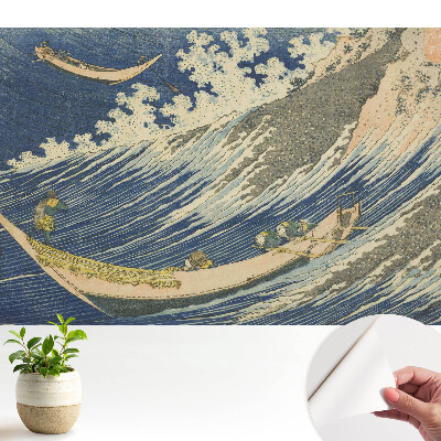 Nowoczesna fototapeta na wymiar Wzburzone fale japońskie łodzie