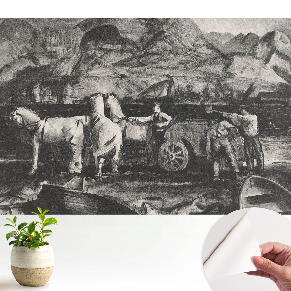 Fototapeta do salonu Górska praca z końmi