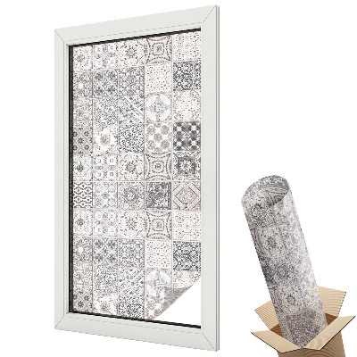 Mleczna folia na okno witraż Kaflowe wzory