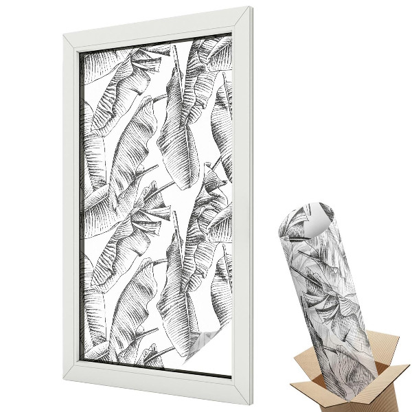 Mleczna folia na okno witraż Tropikalne liście