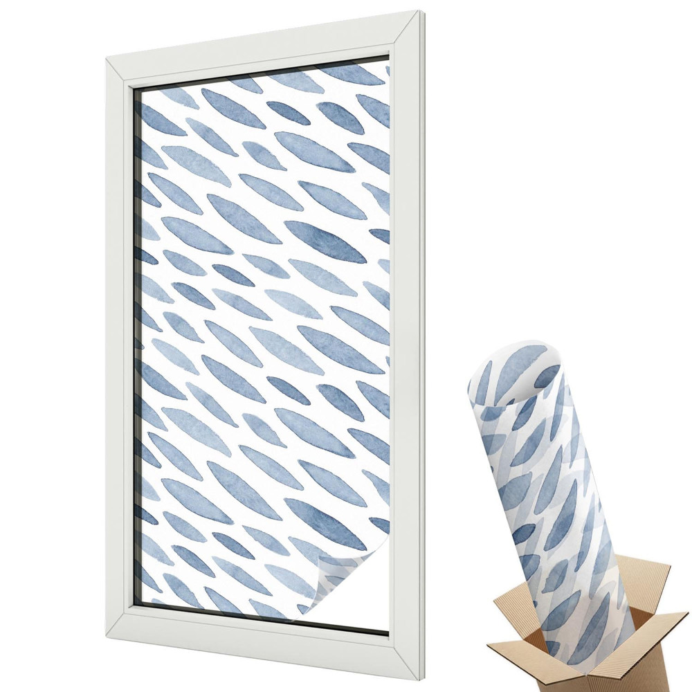 Witraż naklejka na okno Niebieskie pociągnięcia